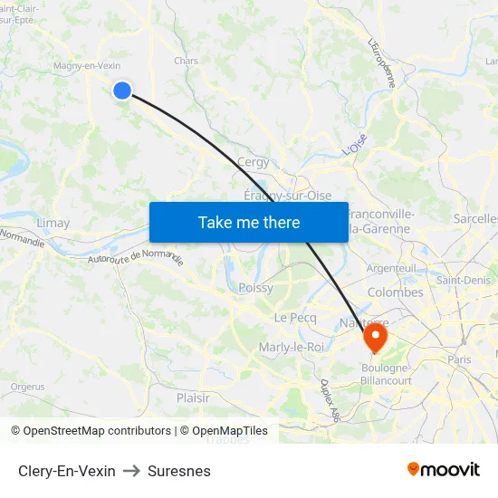 Clery-En-Vexin to Suresnes map