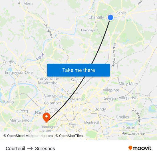 Courteuil to Suresnes map