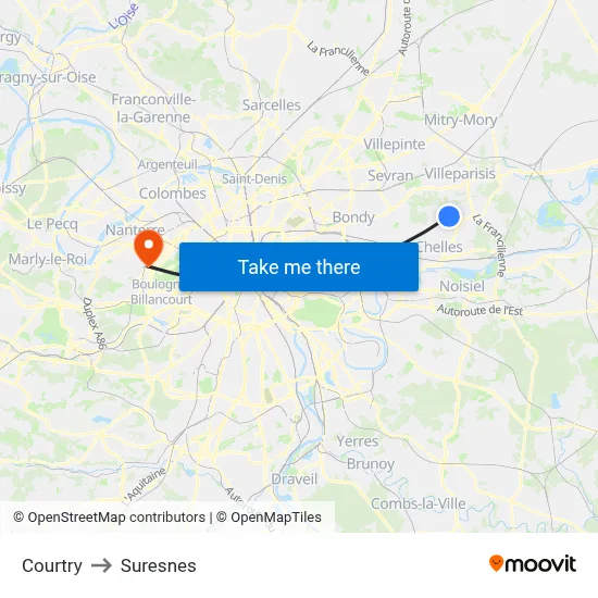 Courtry to Suresnes map