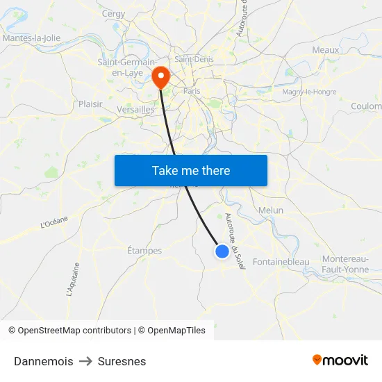 Dannemois to Suresnes map