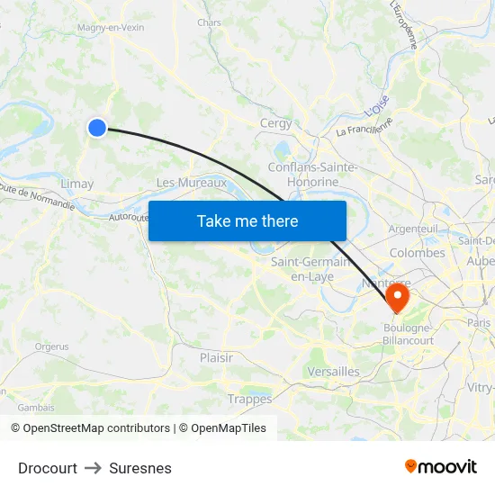 Drocourt to Suresnes map