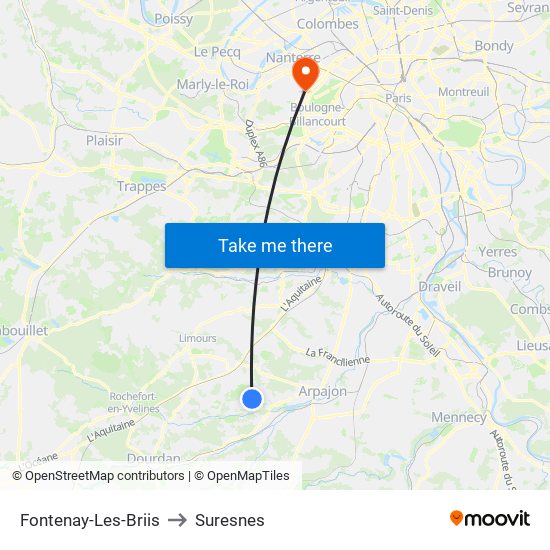 Fontenay-Les-Briis to Suresnes map