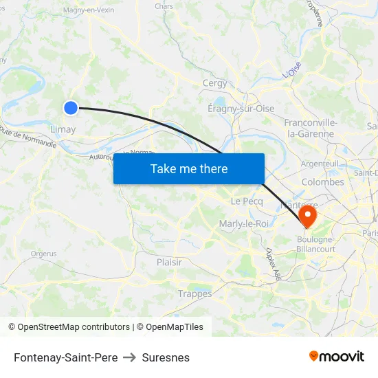 Fontenay-Saint-Pere to Suresnes map