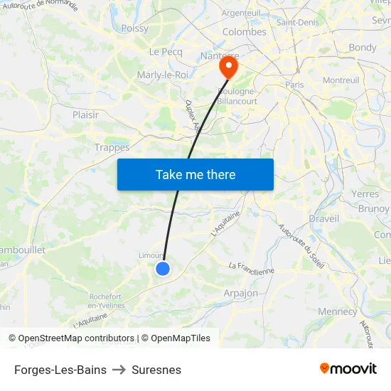 Forges-Les-Bains to Suresnes map
