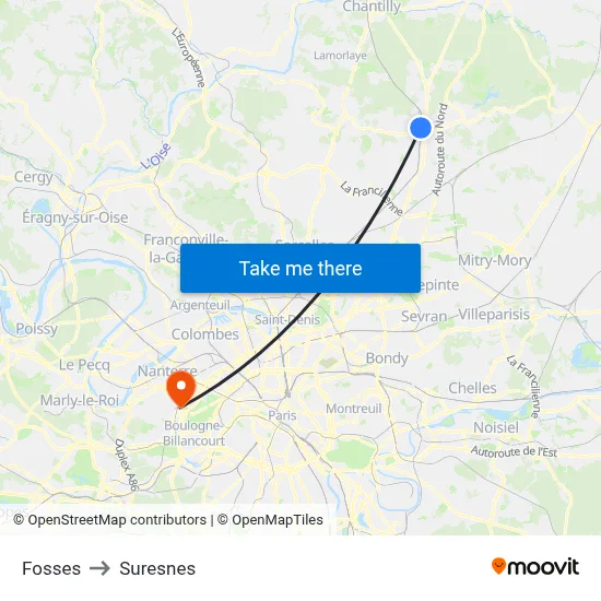 Fosses to Suresnes map