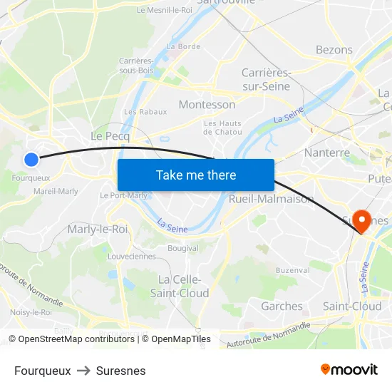 Fourqueux to Suresnes map