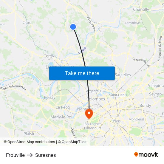 Frouville to Suresnes map