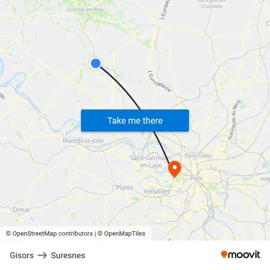 Gisors to Suresnes map