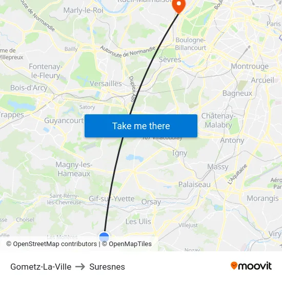 Gometz-La-Ville to Suresnes map