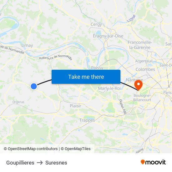 Goupillieres to Suresnes map