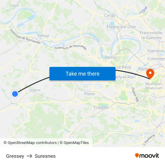 Gressey to Suresnes map
