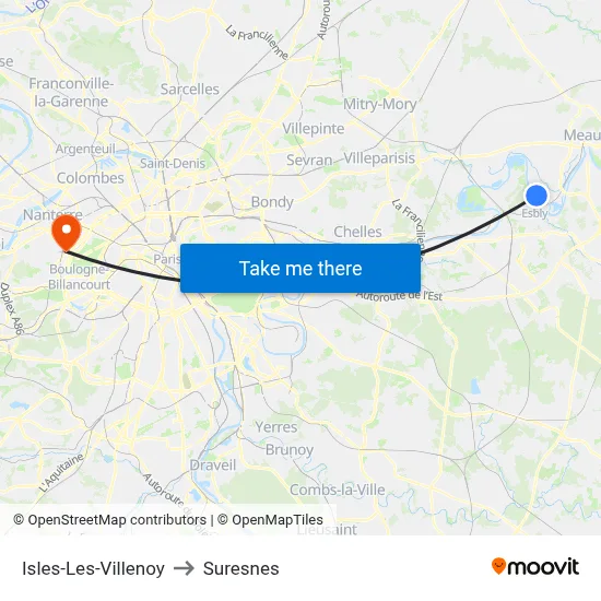 Isles-Les-Villenoy to Suresnes map