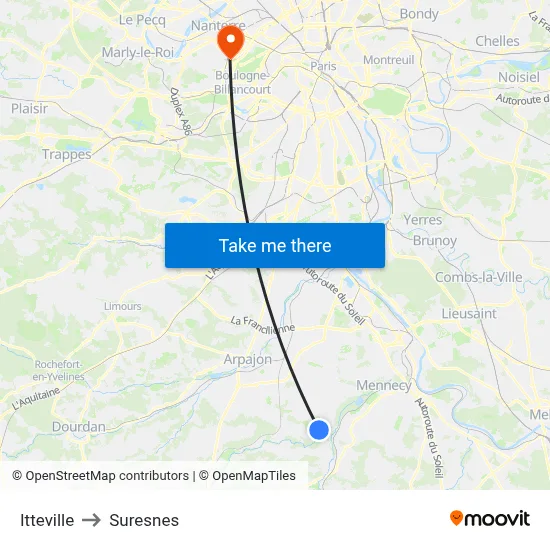 Itteville to Suresnes map