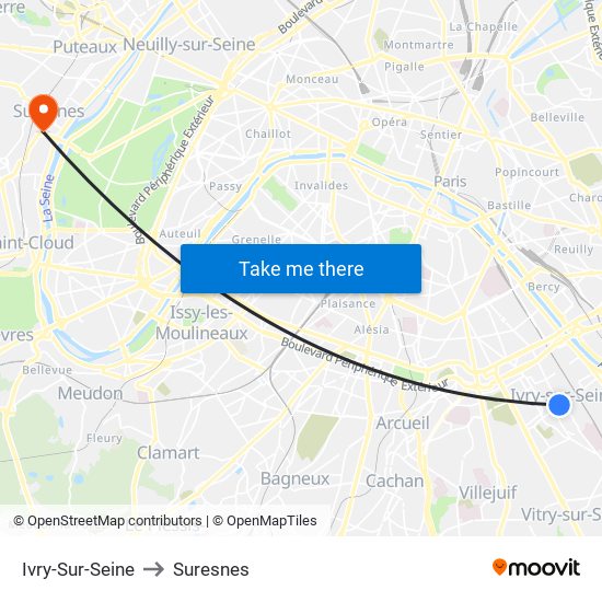 Ivry-Sur-Seine to Suresnes map