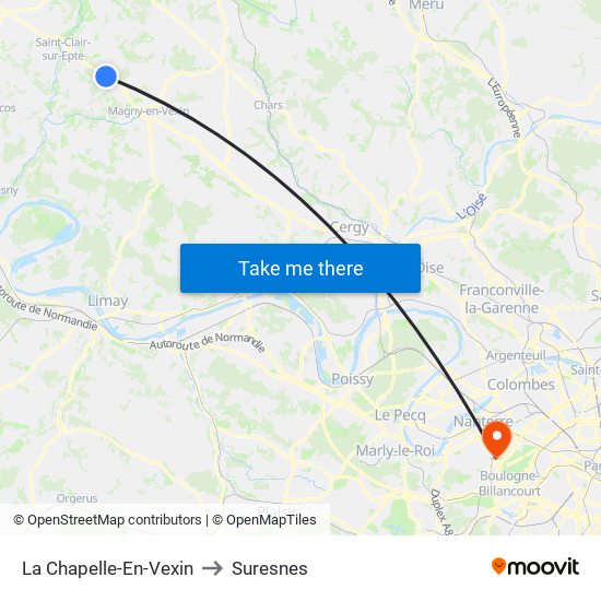La Chapelle-En-Vexin to Suresnes map