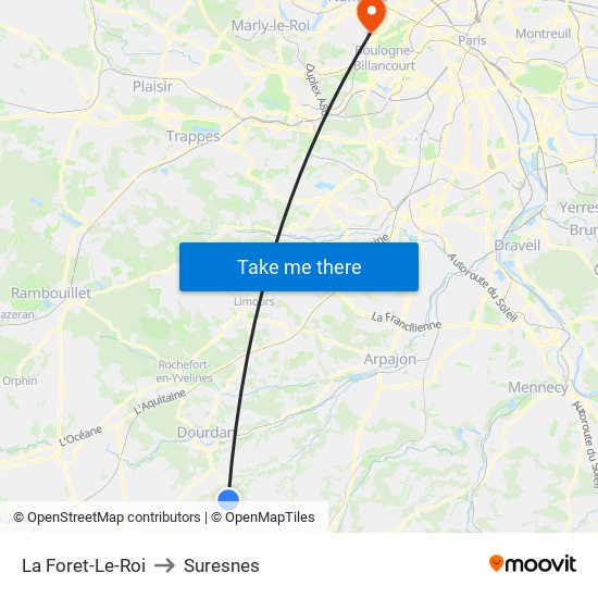 La Foret-Le-Roi to Suresnes map