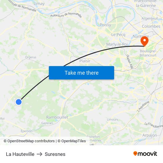 La Hauteville to Suresnes map