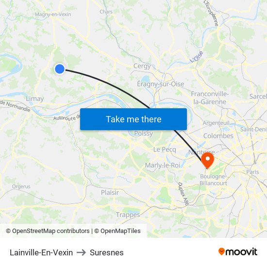 Lainville-En-Vexin to Suresnes map