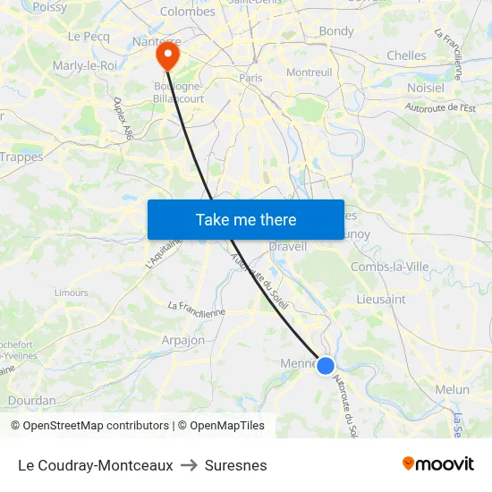 Le Coudray-Montceaux to Suresnes map