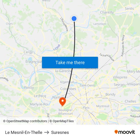 Le Mesnil-En-Thelle to Suresnes map