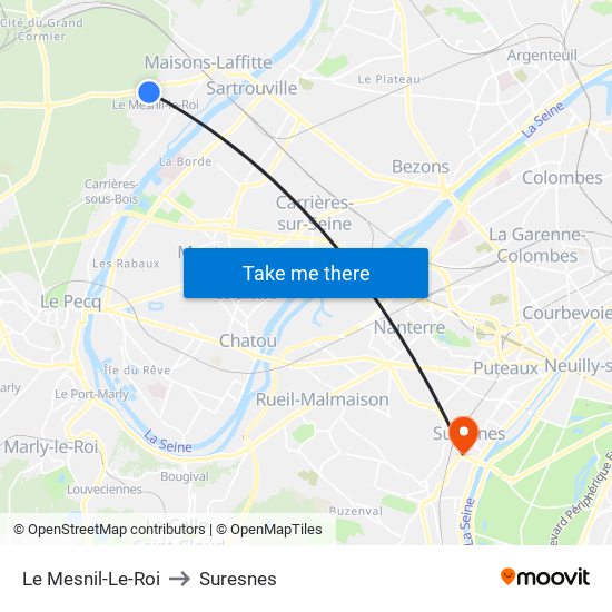 Le Mesnil-Le-Roi to Suresnes map