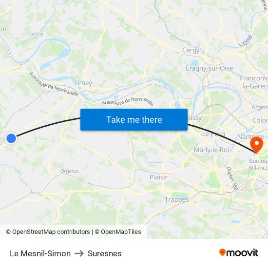 Le Mesnil-Simon to Suresnes map