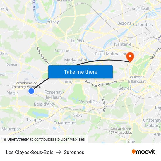 Les Clayes-Sous-Bois to Suresnes map