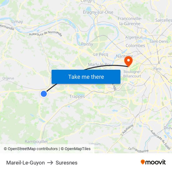 Mareil-Le-Guyon to Suresnes map