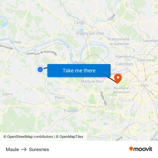 Maule to Suresnes map