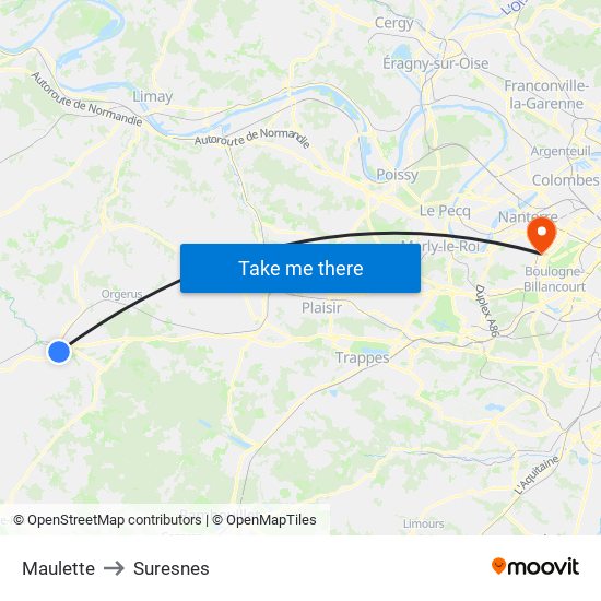 Maulette to Suresnes map