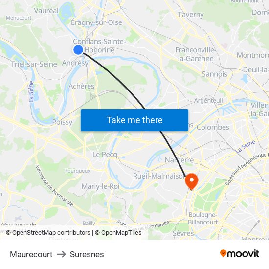 Maurecourt to Suresnes map