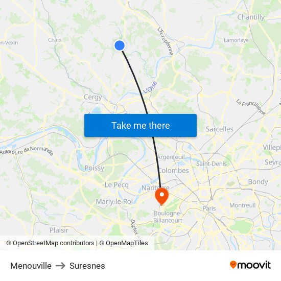 Menouville to Suresnes map