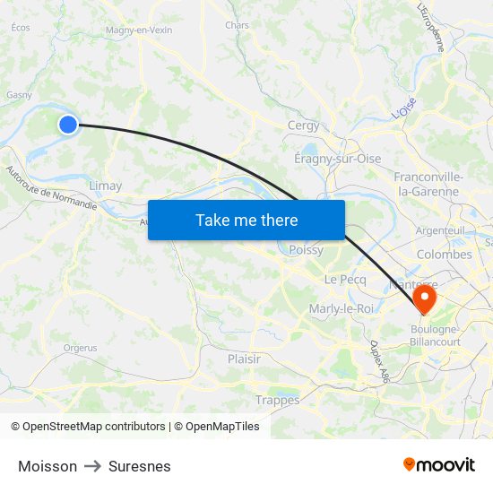 Moisson to Suresnes map