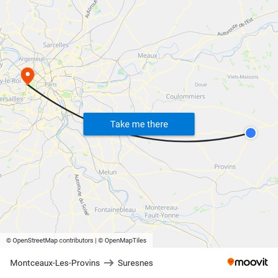 Montceaux-Les-Provins to Suresnes map