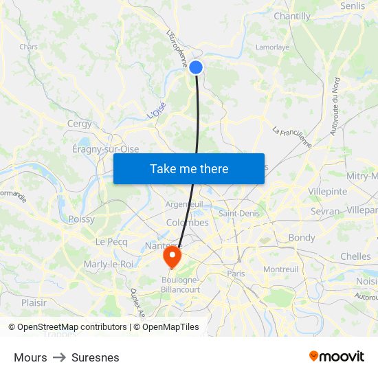Mours to Suresnes map