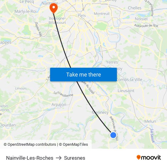 Nainville-Les-Roches to Suresnes map