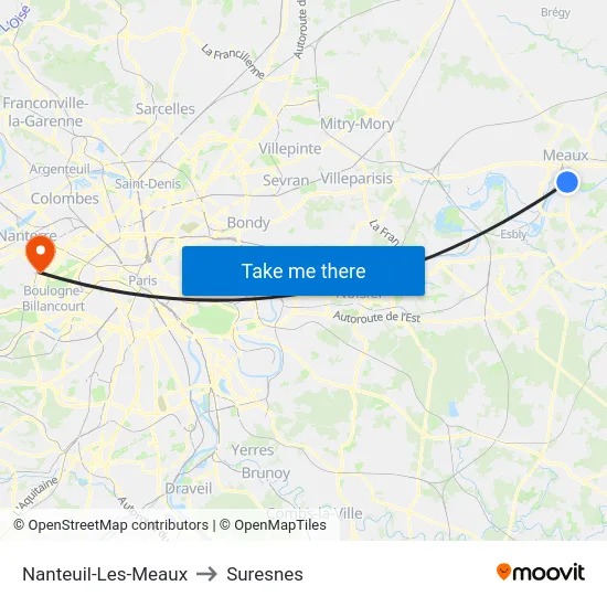 Nanteuil-Les-Meaux to Suresnes map