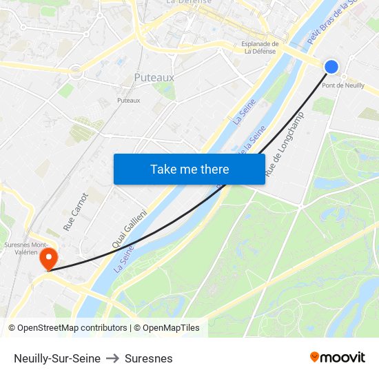Neuilly-Sur-Seine to Suresnes map