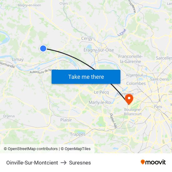 Oinville-Sur-Montcient to Suresnes map