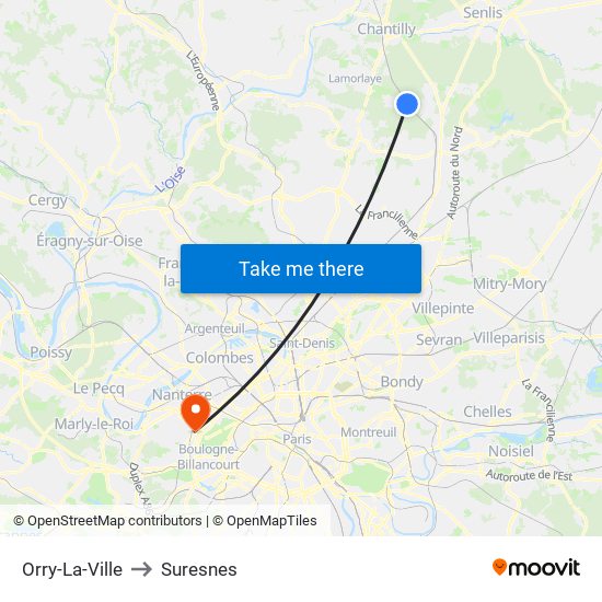 Orry-La-Ville to Suresnes map