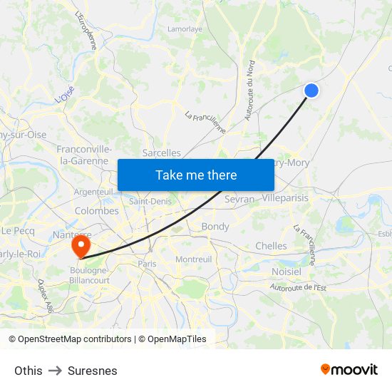 Othis to Suresnes map