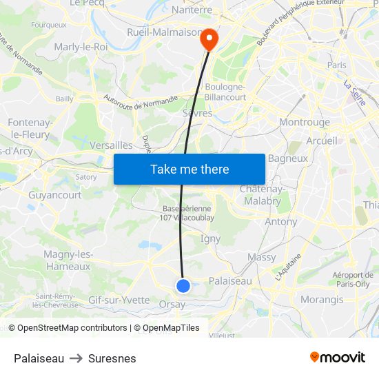 Palaiseau to Suresnes map