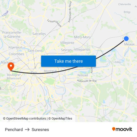 Penchard to Suresnes map
