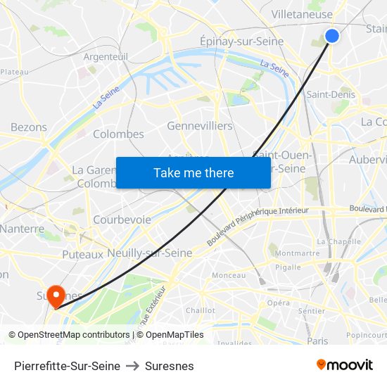 Pierrefitte-Sur-Seine to Suresnes map