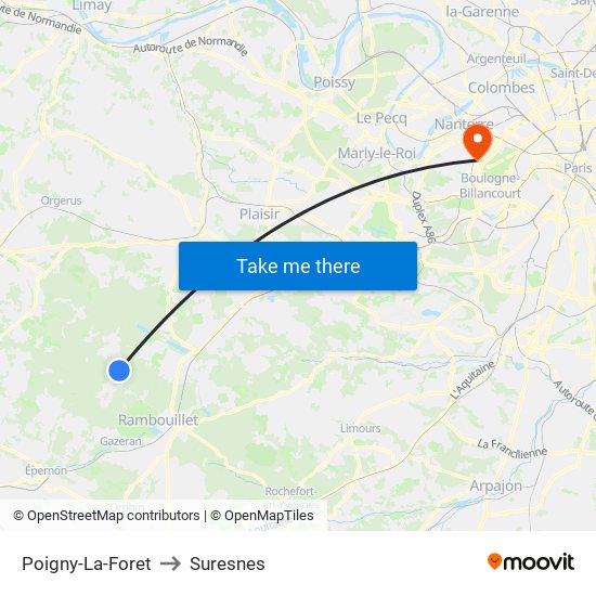 Poigny-La-Foret to Suresnes map