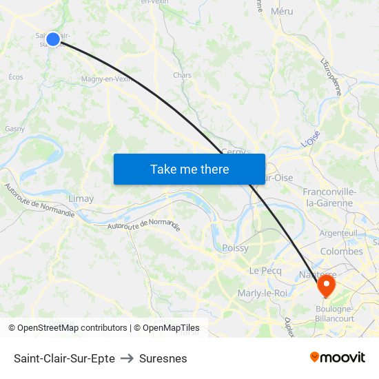 Saint-Clair-Sur-Epte to Suresnes map