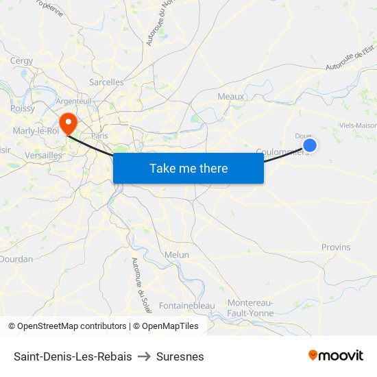 Saint-Denis-Les-Rebais to Suresnes map