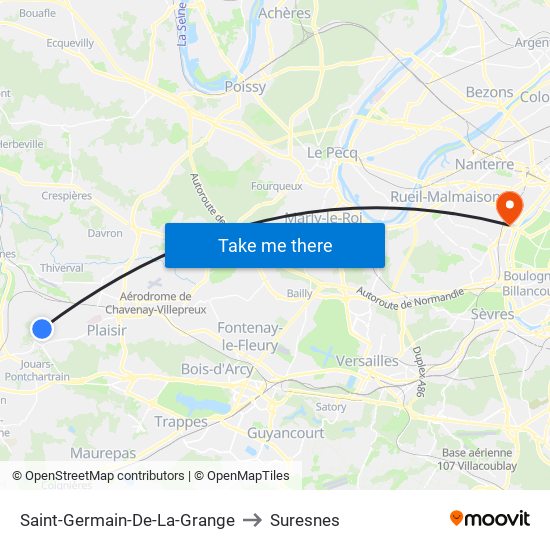 Saint-Germain-De-La-Grange to Suresnes map