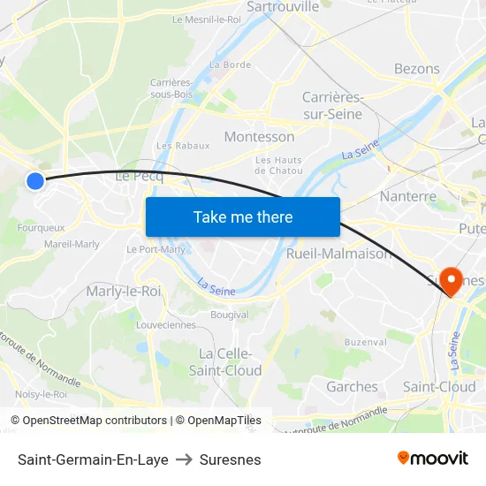 Saint-Germain-En-Laye to Suresnes map