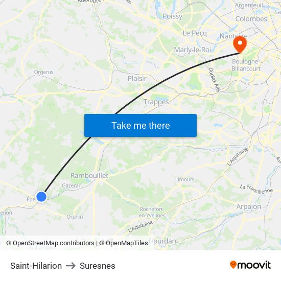 Saint-Hilarion to Suresnes map